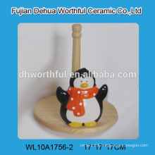 Lovely penguin shaped ceramic tissue holder for wholesale